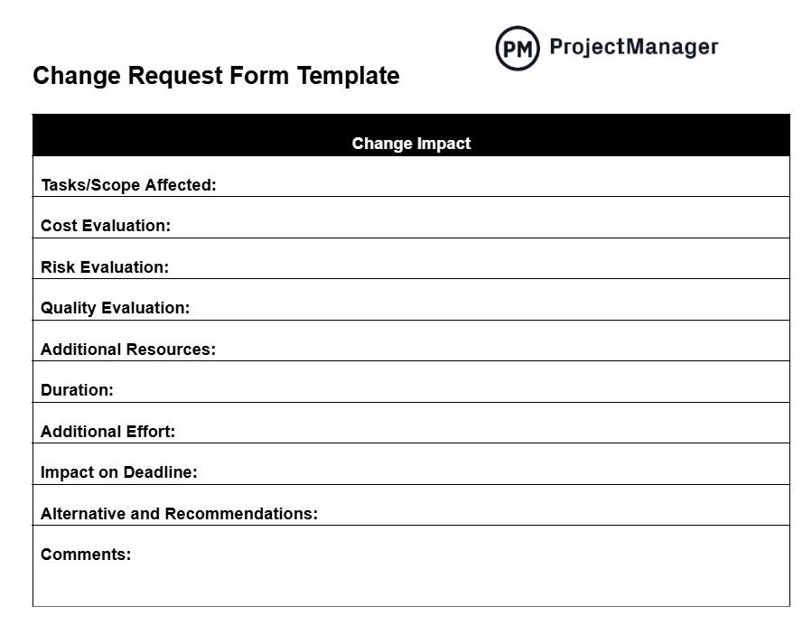 Change request form template for Google Sheets