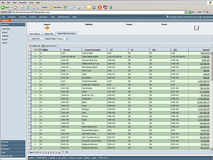 Oracle Hyperion portfolio management screenshot