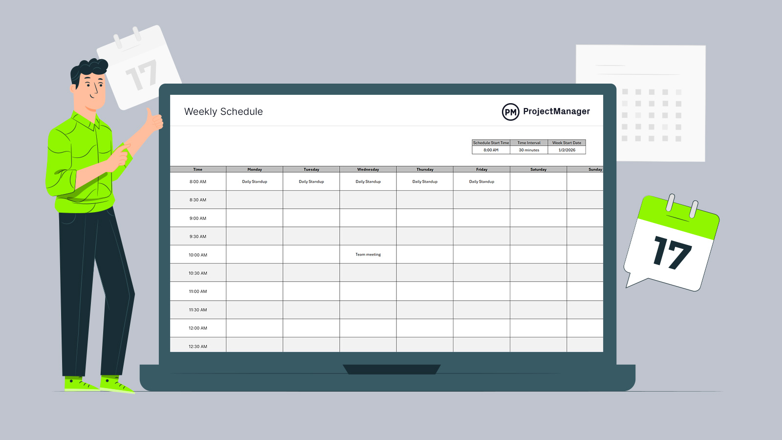 Weekly schedule template ProjectManager