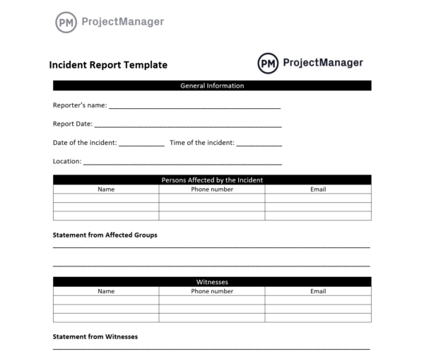 incident report template