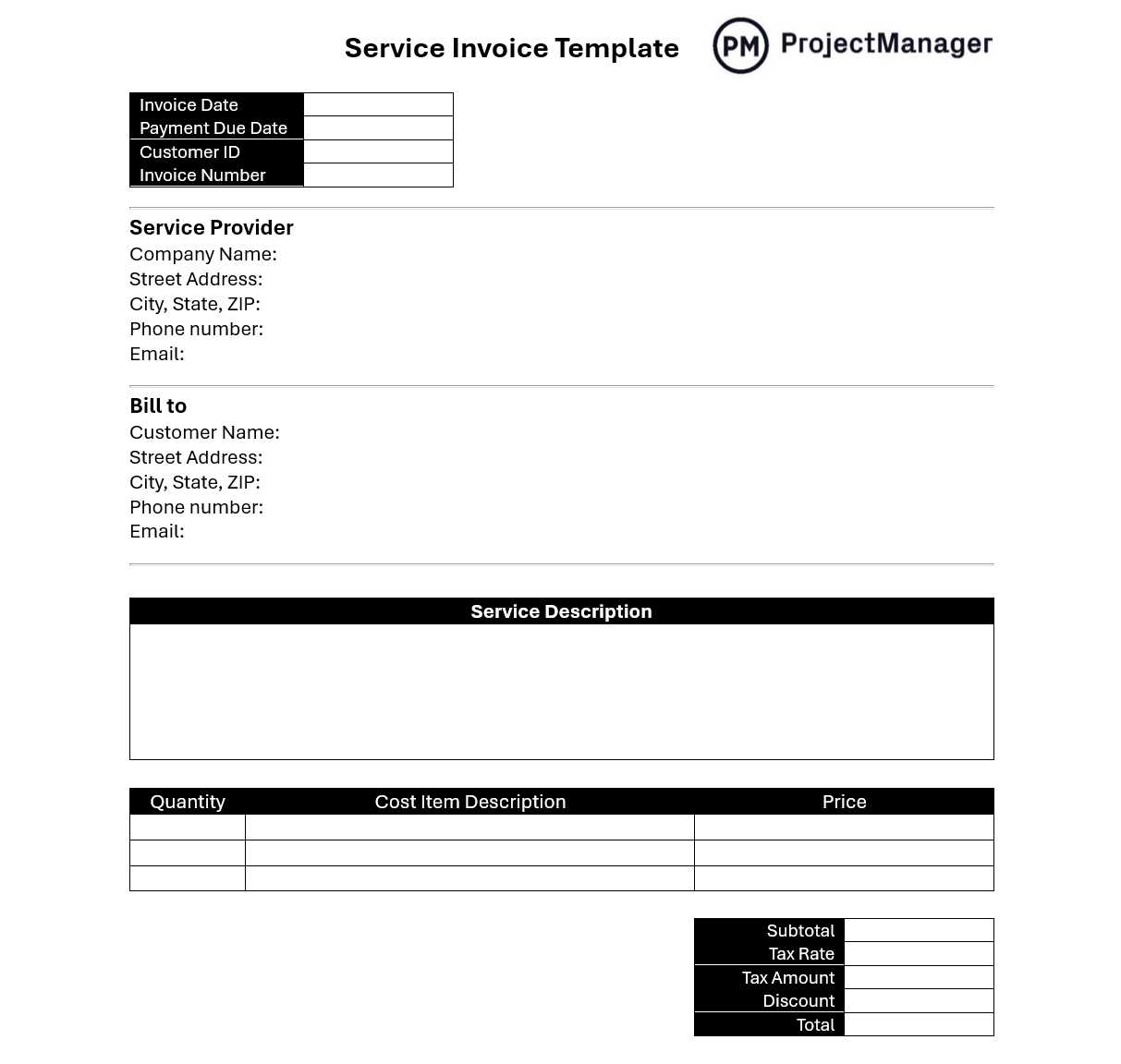 service invoice template