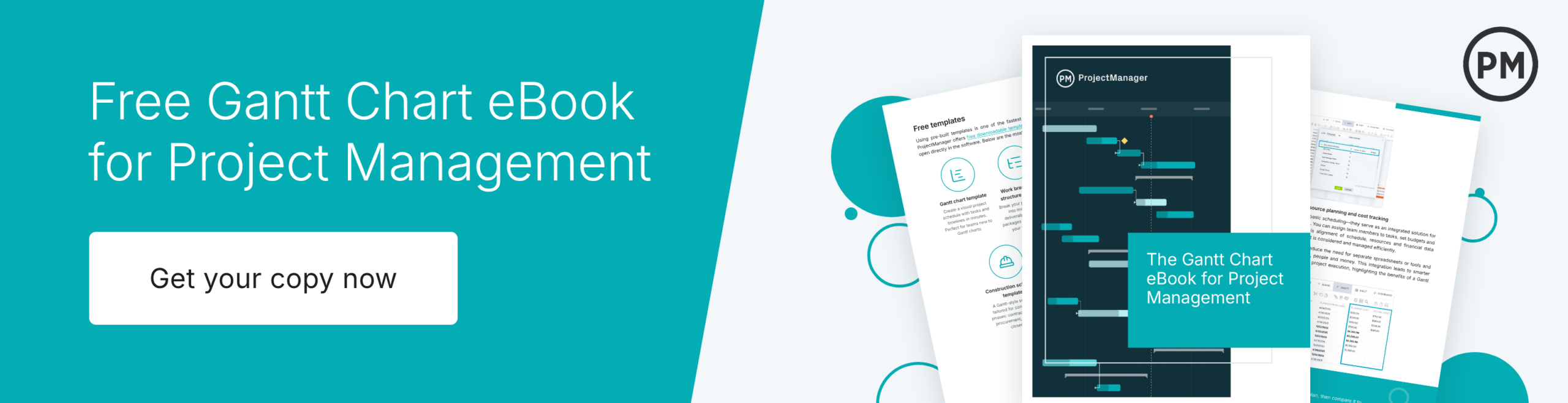 Gantt eBook banner ad for project management by ProjectManager